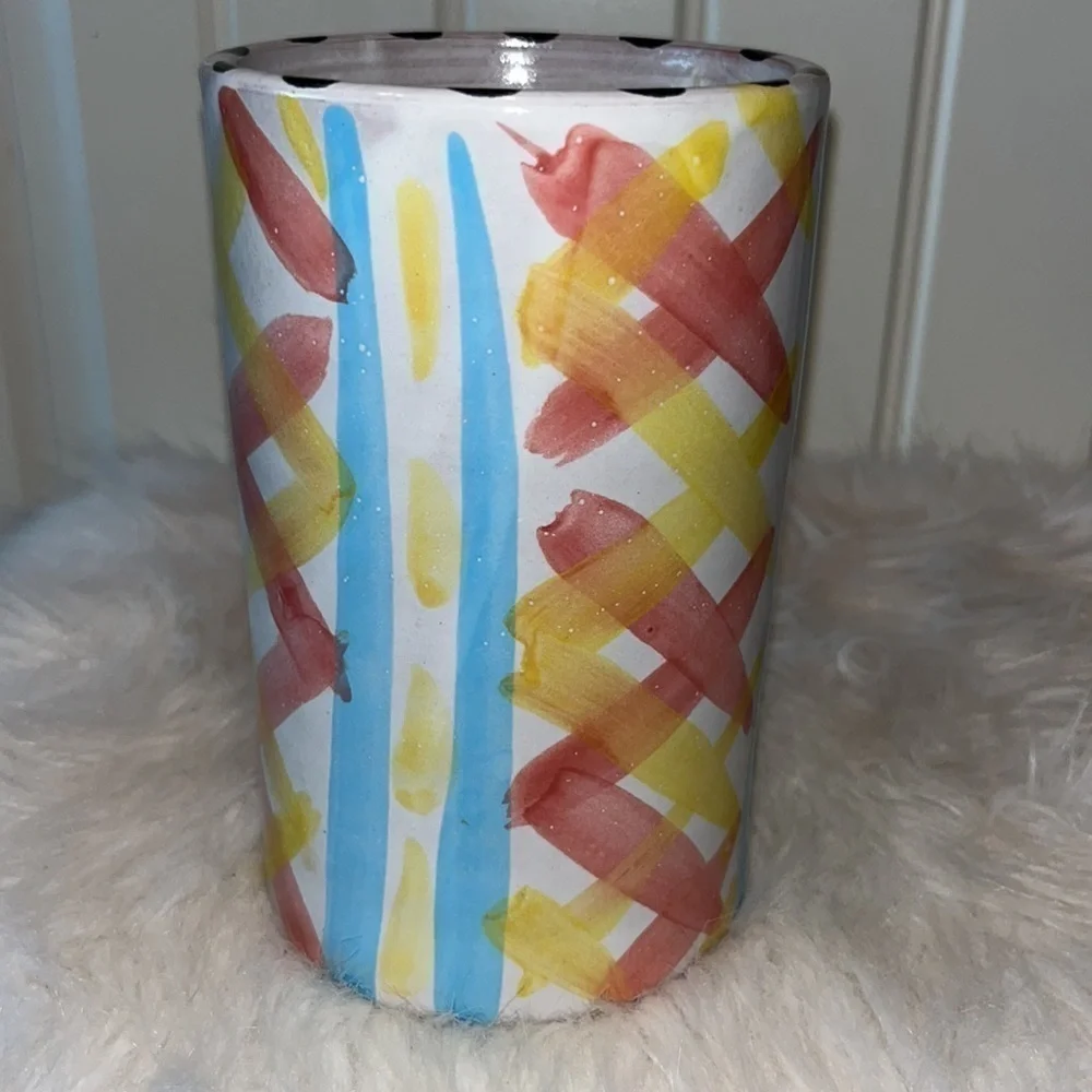 ART pottery signed pastel fish vase lake house/beach house decor whimsical